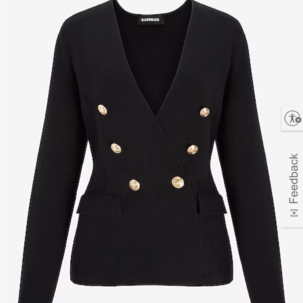 Express Elegant Black Double-Breasted Women's Blazer & Pants Set style #06957358